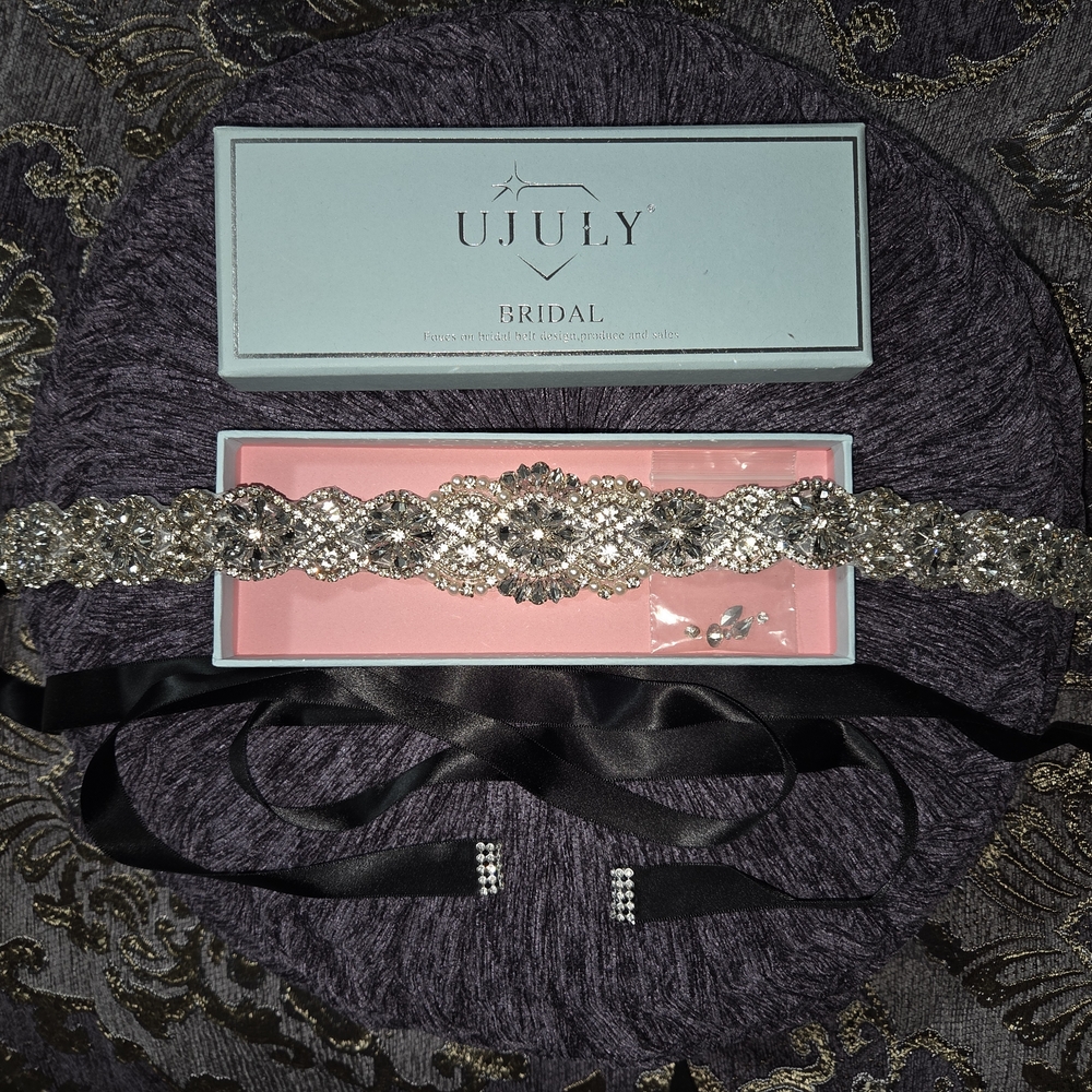 Ujuly Bridal Silver Rhinestone Belt